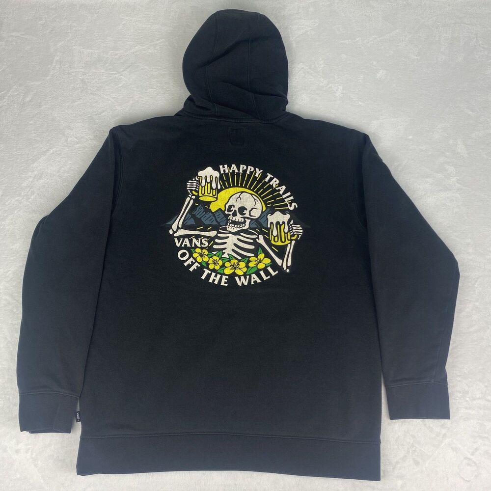 Vans Skeleton Graphic Print Sweater Adult Large Black Hoodie Sweatshirt Casual